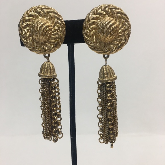 Vtg Givenchy Gold tone dangled signed earrings - Picture 4 of 15